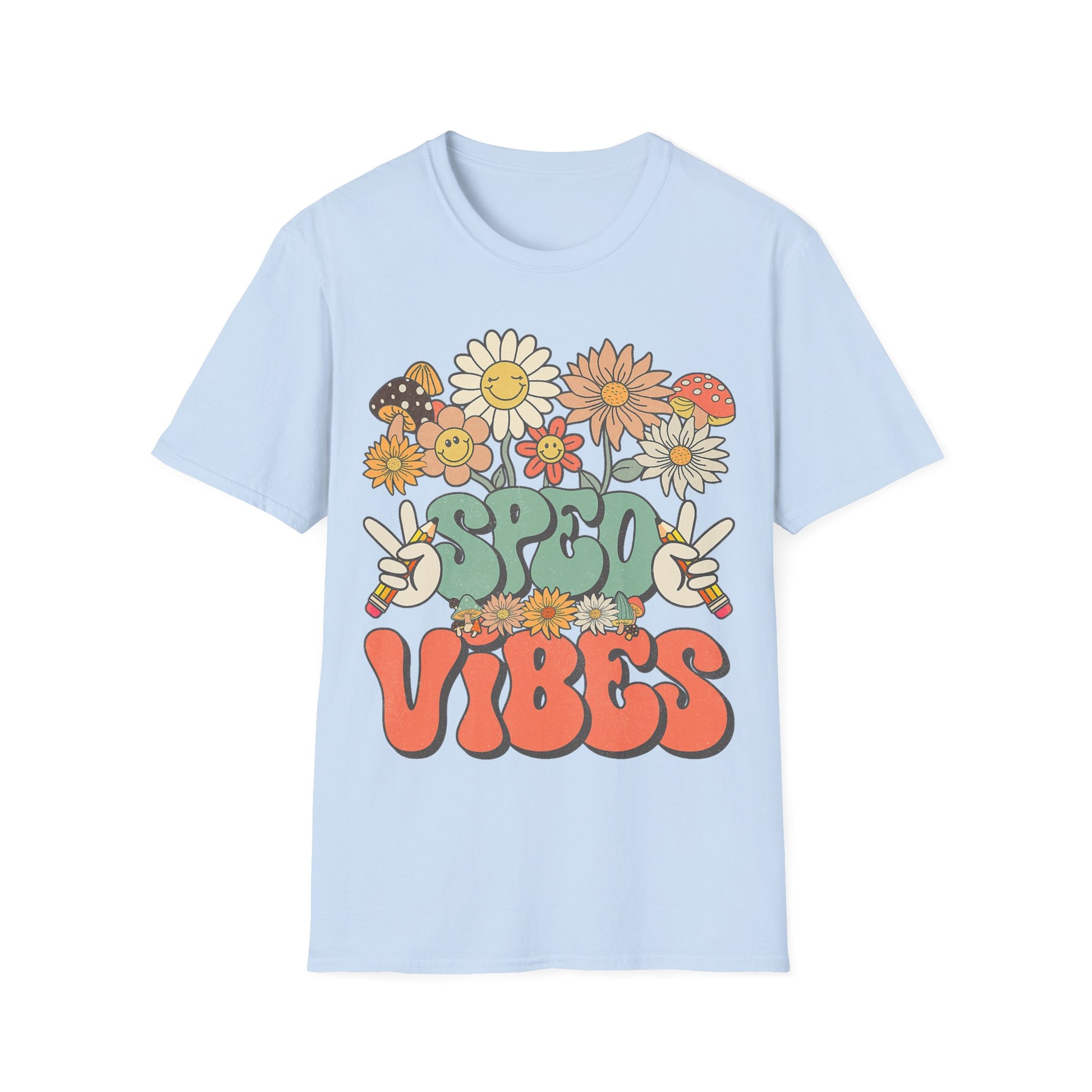 Retro Floral Vibes T-Shirt - Unisex Softstyle Tee, Boho Fashion, Summer Essential, Gift for Friends, Nature Lover's Apparel