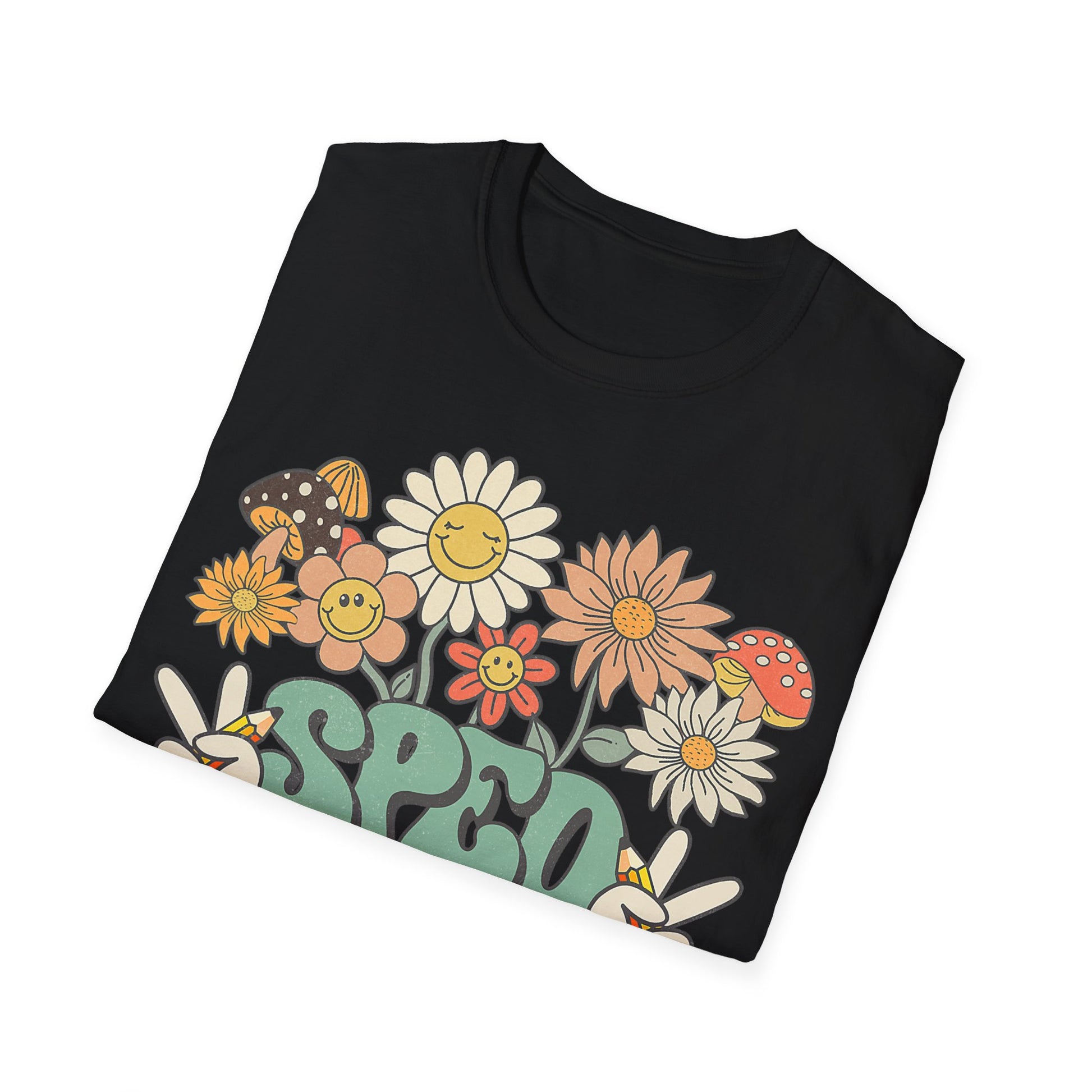 Retro Floral Vibes T-Shirt - Unisex Softstyle Tee, Boho Fashion, Summer Essential, Gift for Friends, Nature Lover's Apparel