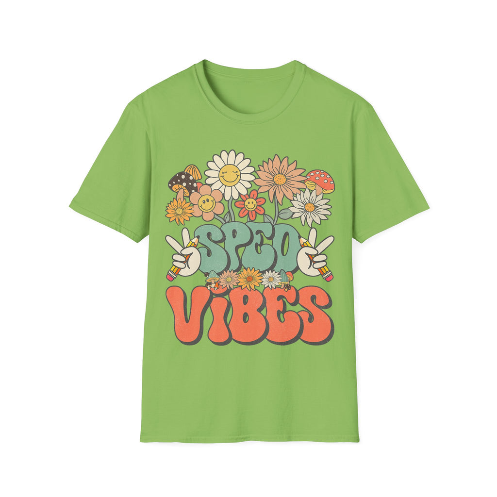 Retro Floral Vibes T-Shirt - Unisex Softstyle Tee, Boho Fashion, Summer Essential, Gift for Friends, Nature Lover's Apparel