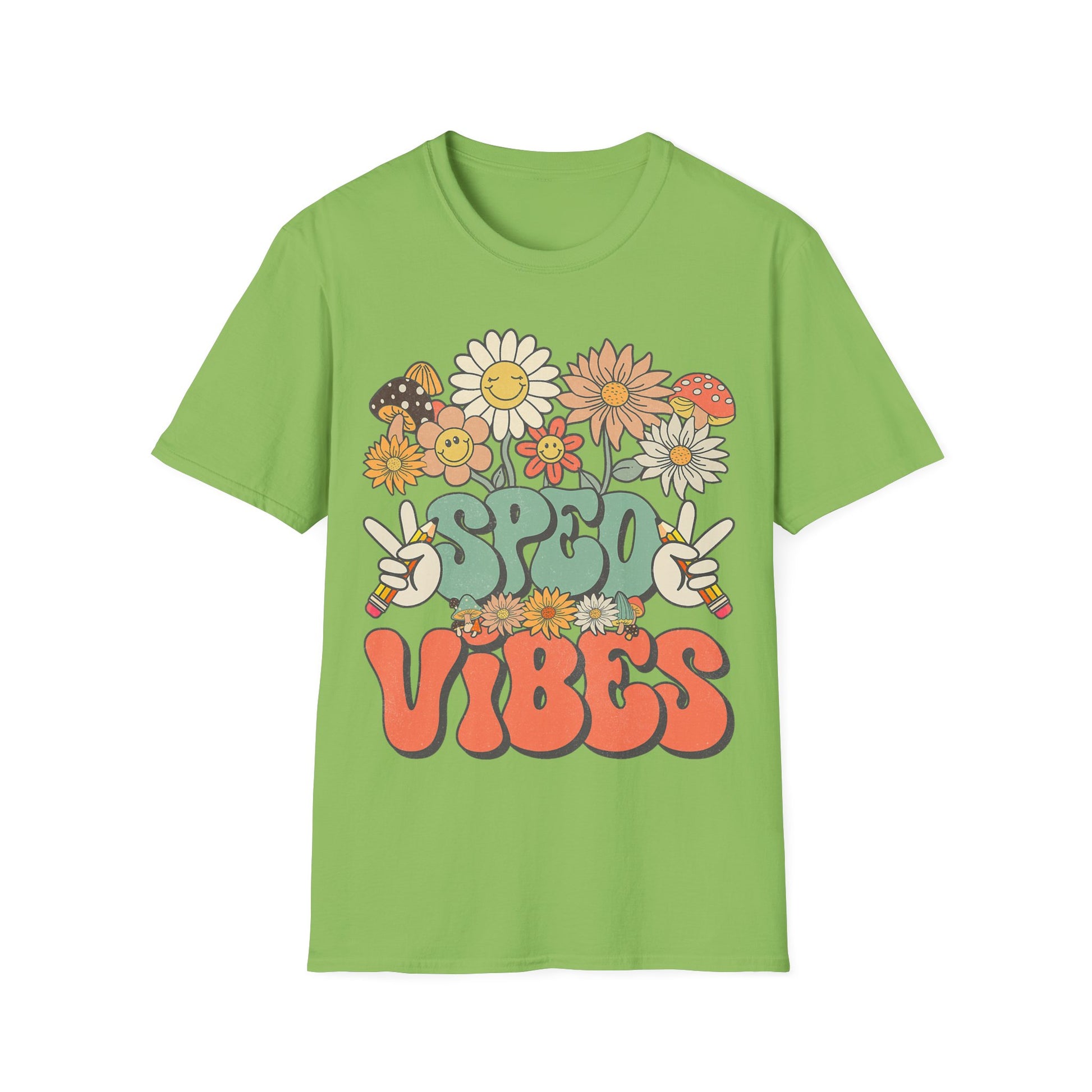 Retro Floral Vibes T-Shirt - Unisex Softstyle Tee, Boho Fashion, Summer Essential, Gift for Friends, Nature Lover's Apparel