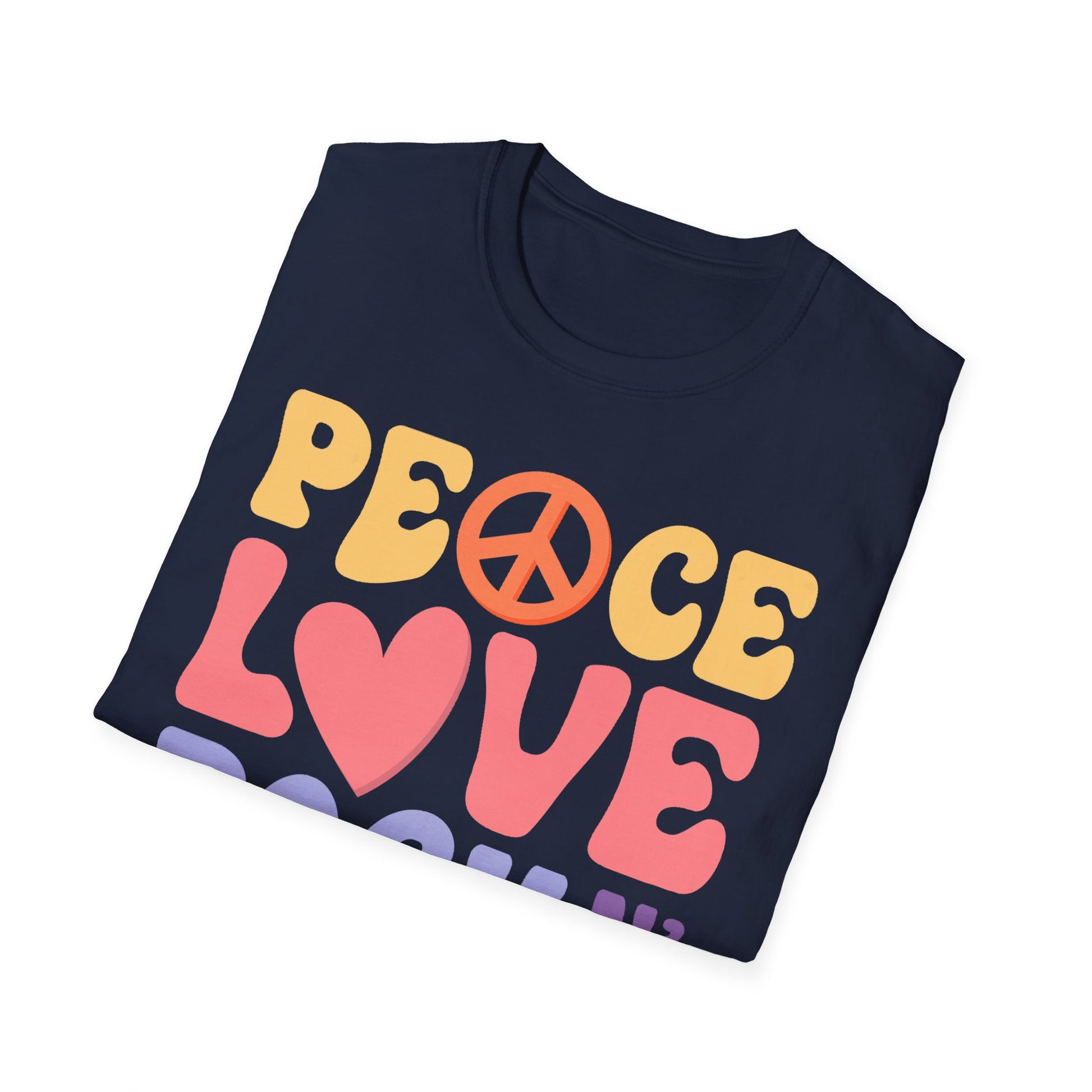 Retro Peace Love Rock n' Roll T-Shirt, Unisex Graphic Tee for Music Lovers, Perfect for Concerts, Festivals, and Casual Days