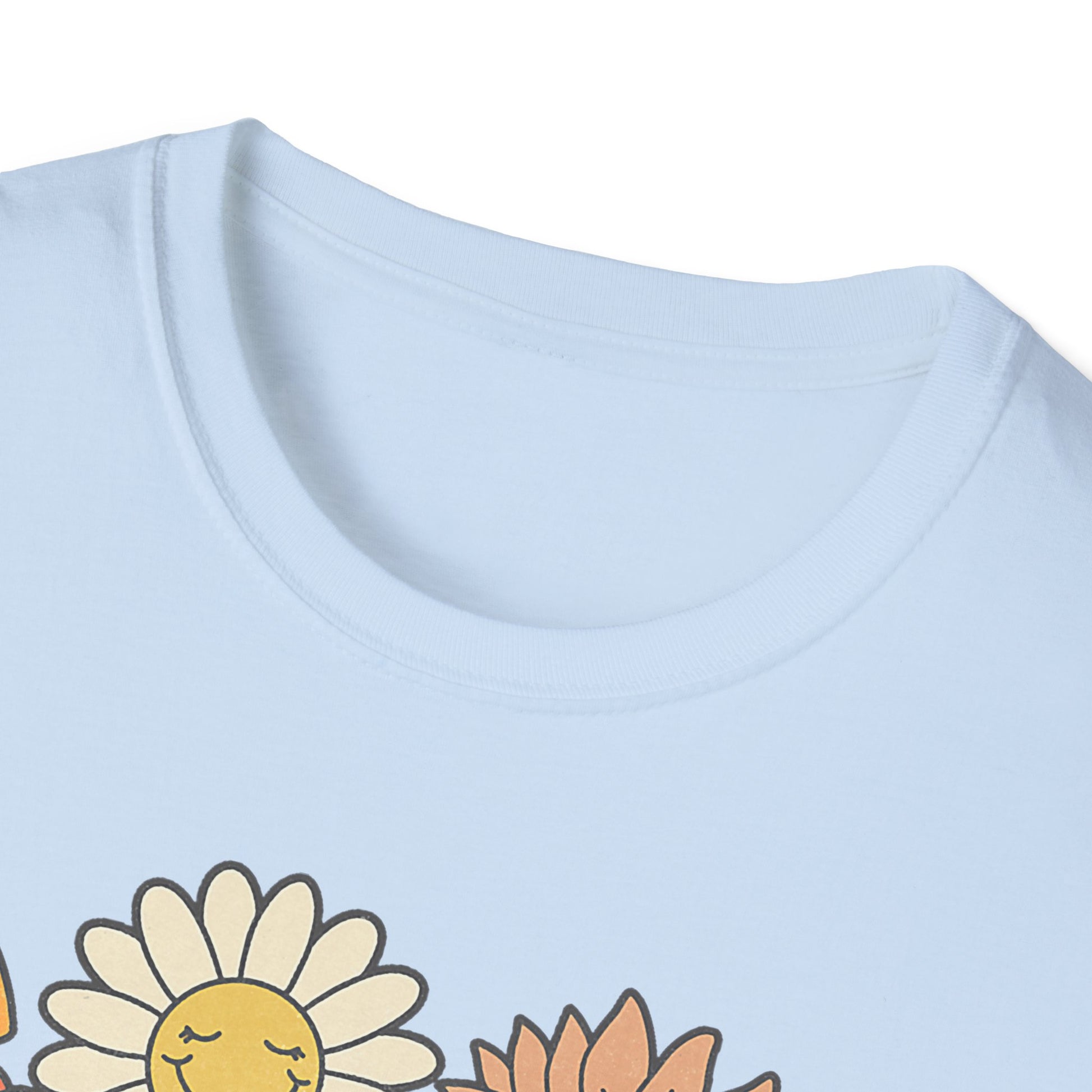 Retro Floral Vibes T-Shirt - Unisex Softstyle Tee, Boho Fashion, Summer Essential, Gift for Friends, Nature Lover's Apparel