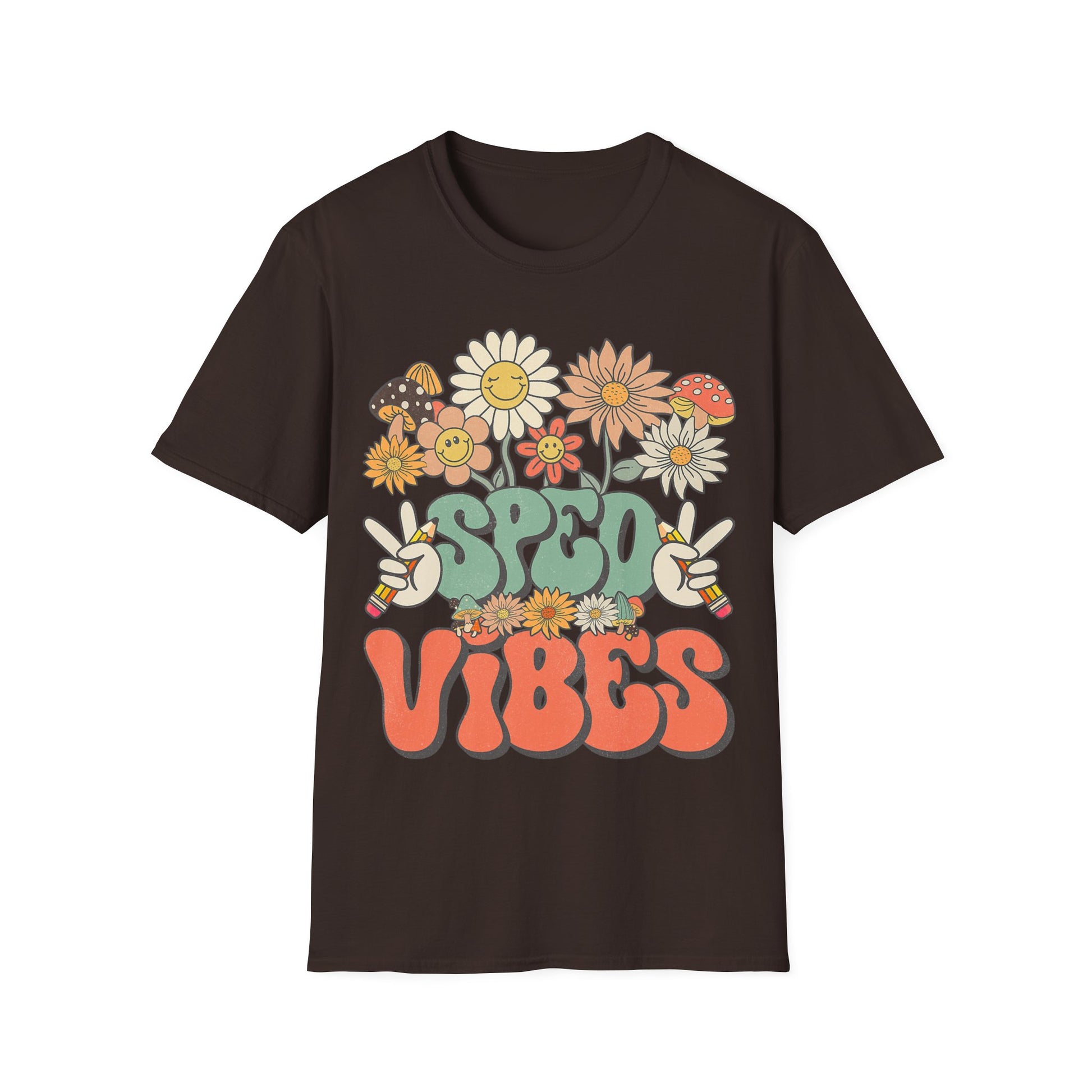 Retro Floral Vibes T-Shirt - Unisex Softstyle Tee, Boho Fashion, Summer Essential, Gift for Friends, Nature Lover's Apparel