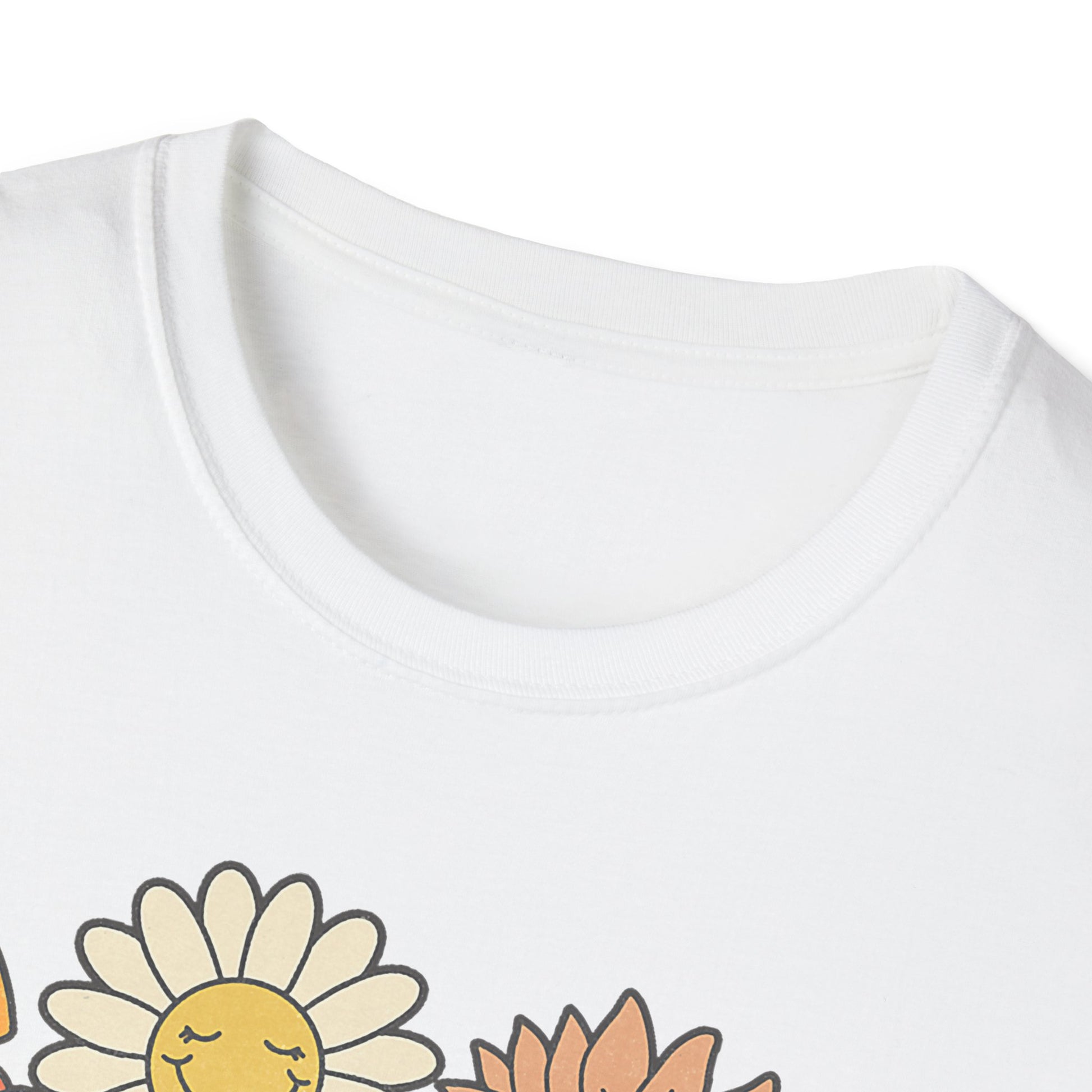 Retro Floral Vibes T-Shirt - Unisex Softstyle Tee, Boho Fashion, Summer Essential, Gift for Friends, Nature Lover's Apparel