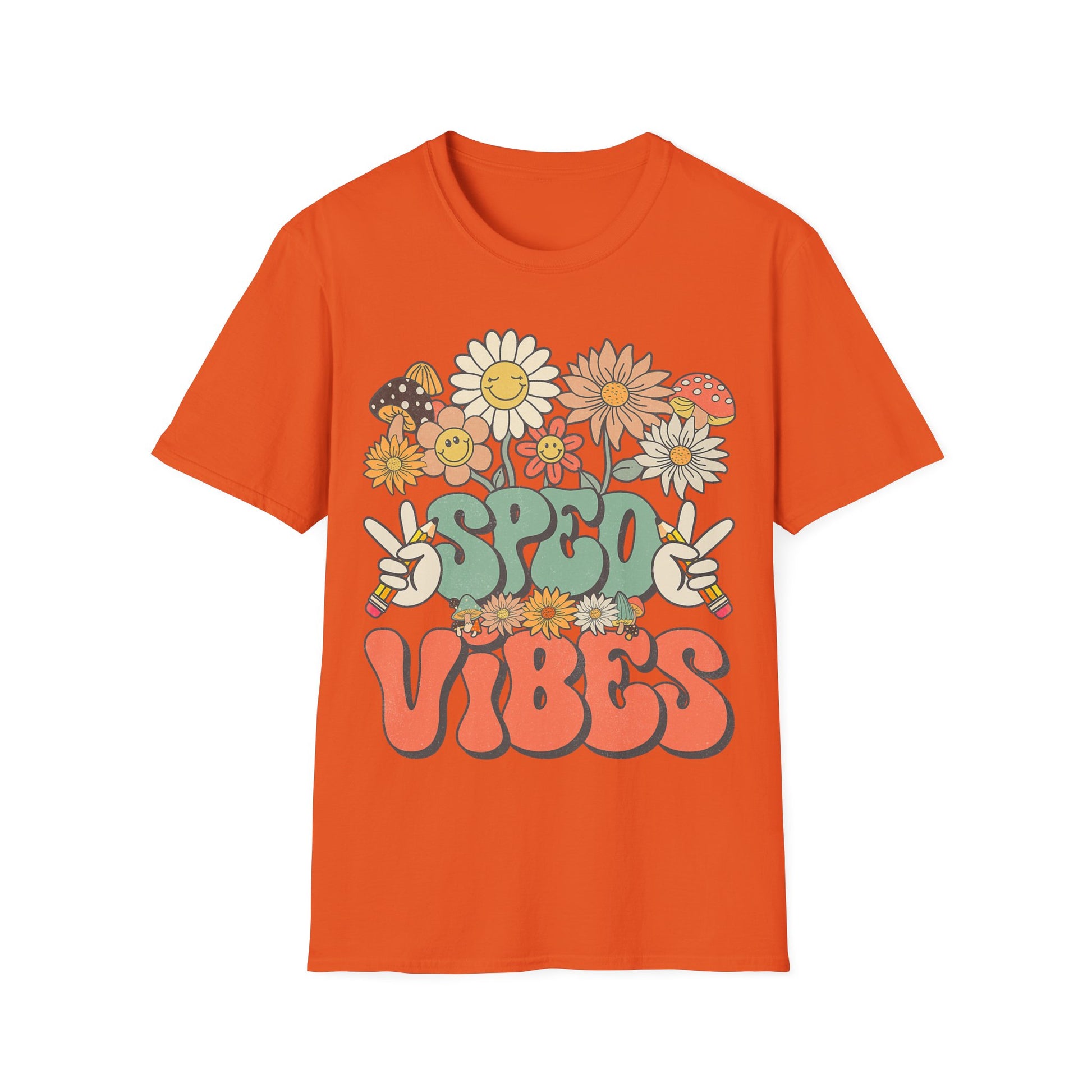 Retro Floral Vibes T-Shirt - Unisex Softstyle Tee, Boho Fashion, Summer Essential, Gift for Friends, Nature Lover's Apparel