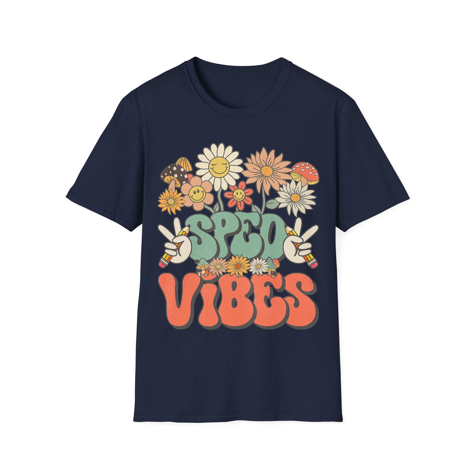 Retro Floral Vibes T-Shirt - Unisex Softstyle Tee, Boho Fashion, Summer Essential, Gift for Friends, Nature Lover's Apparel