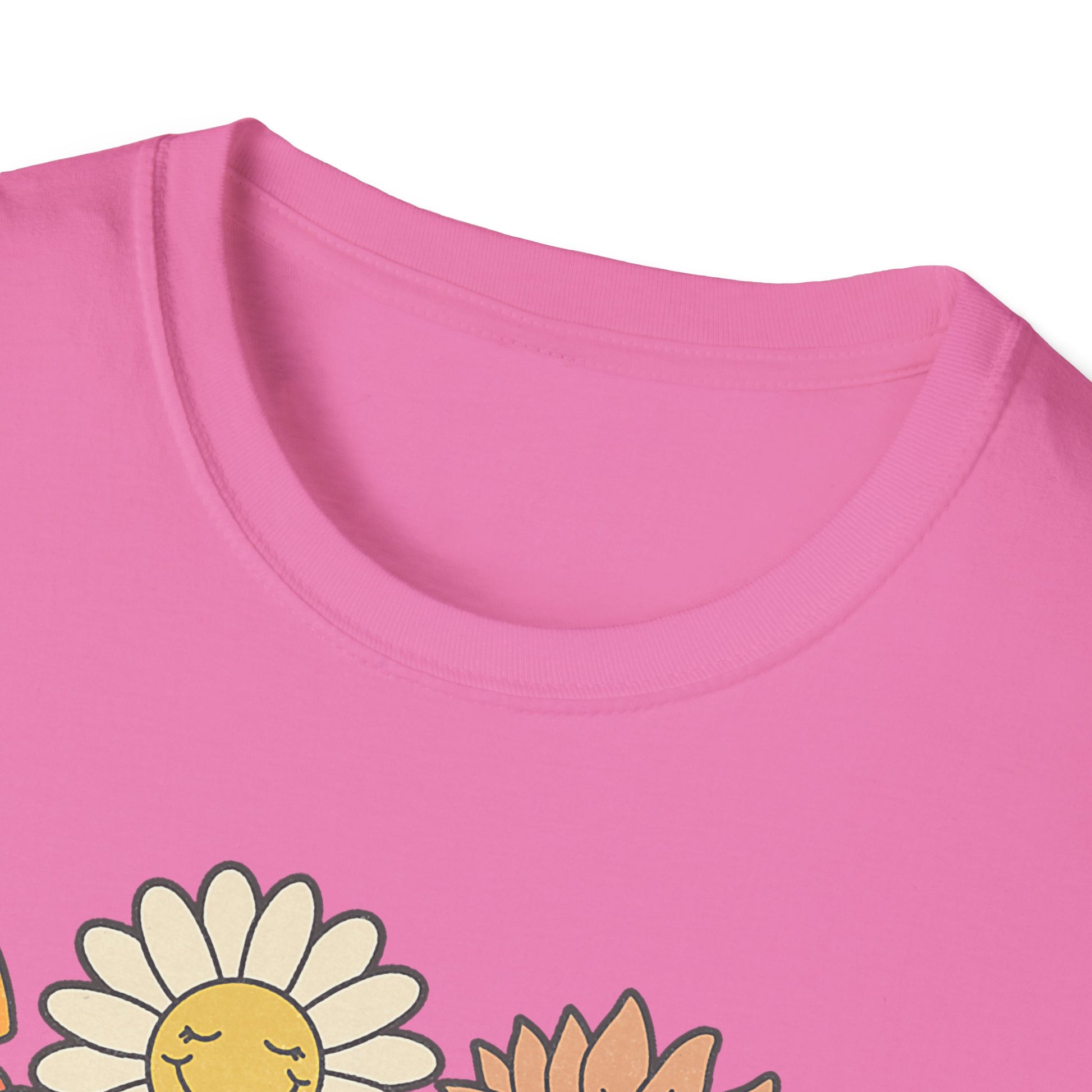 Retro Floral Vibes T-Shirt - Unisex Softstyle Tee, Boho Fashion, Summer Essential, Gift for Friends, Nature Lover's Apparel
