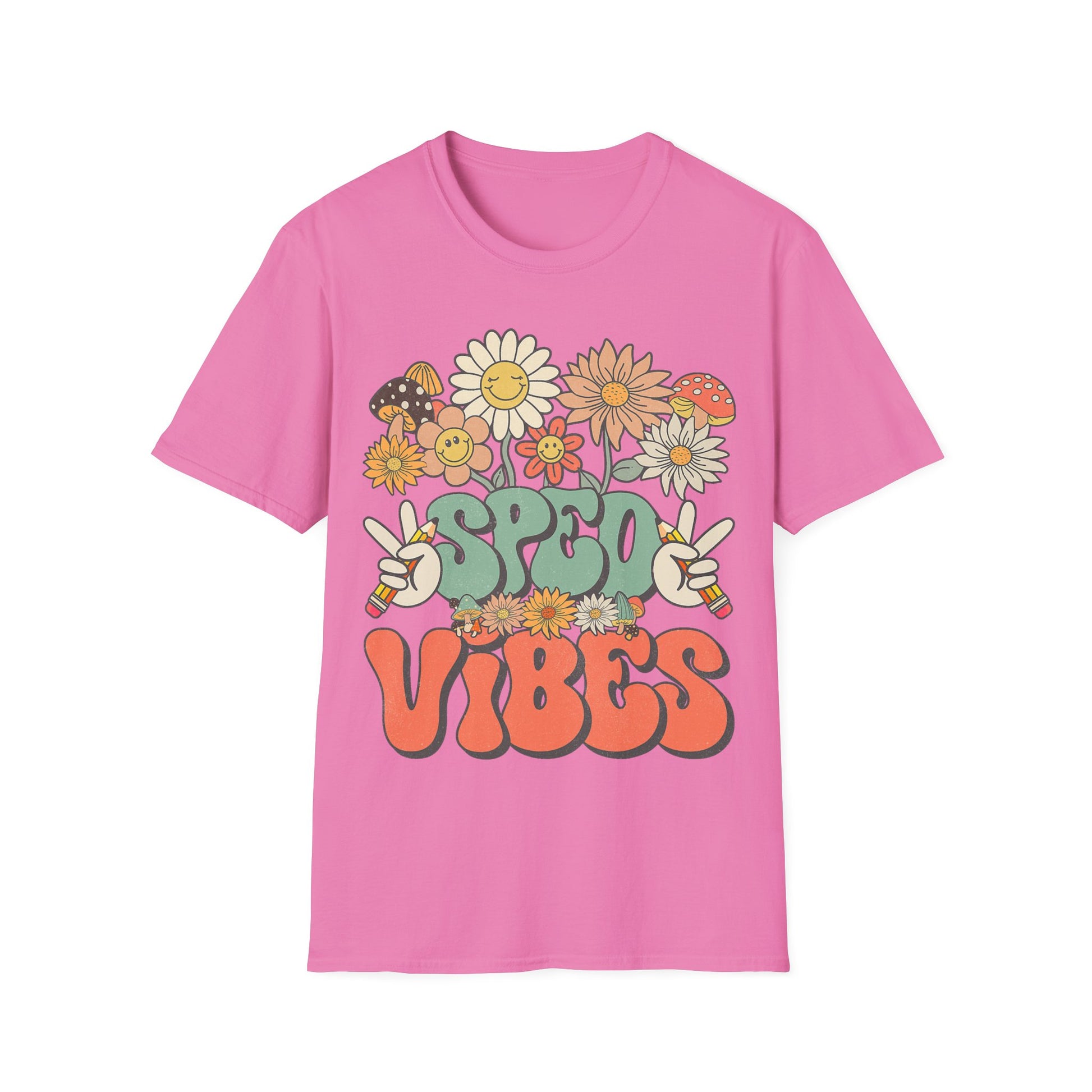 Retro Floral Vibes T-Shirt - Unisex Softstyle Tee, Boho Fashion, Summer Essential, Gift for Friends, Nature Lover's Apparel