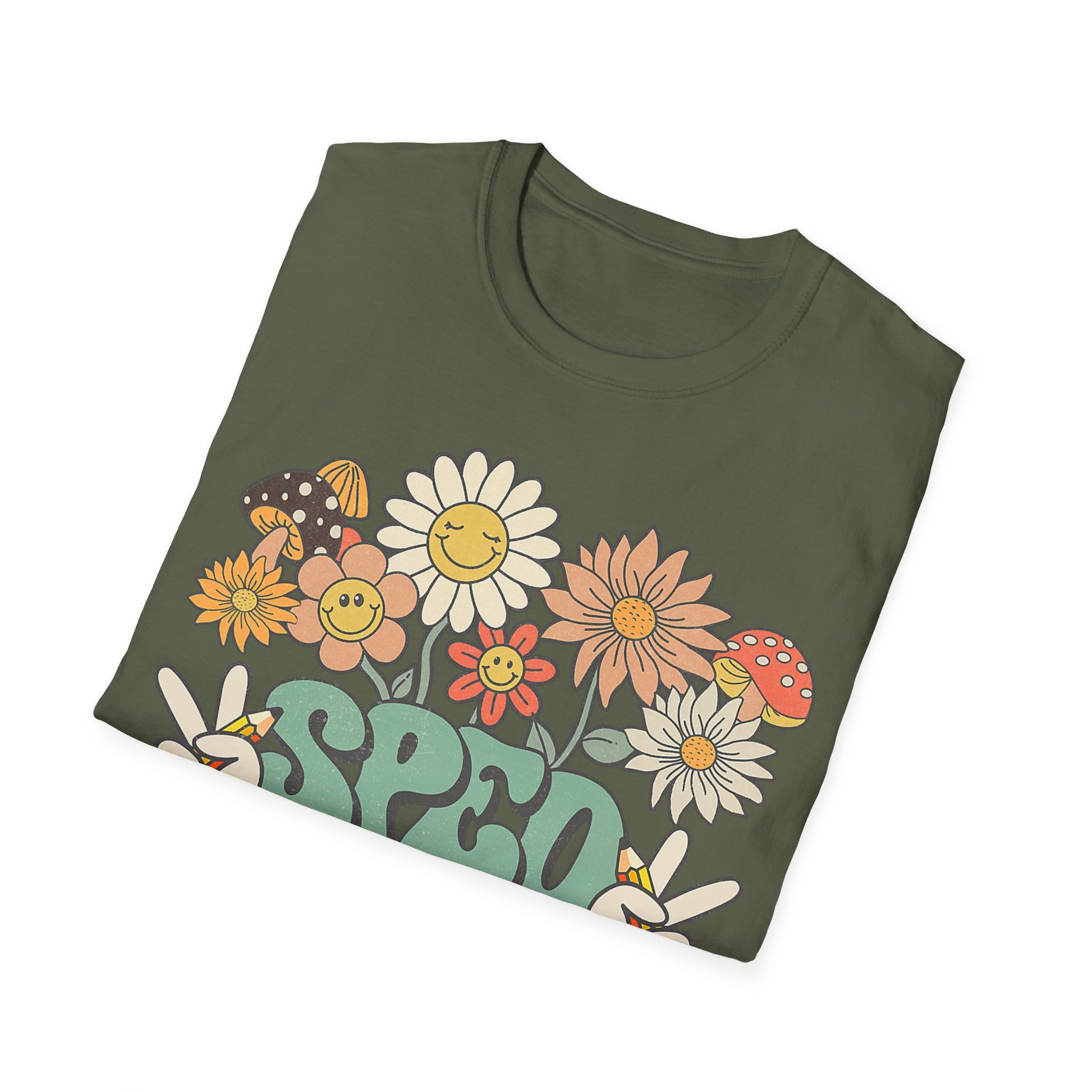 Retro Floral Vibes T-Shirt - Unisex Softstyle Tee, Boho Fashion, Summer Essential, Gift for Friends, Nature Lover's Apparel