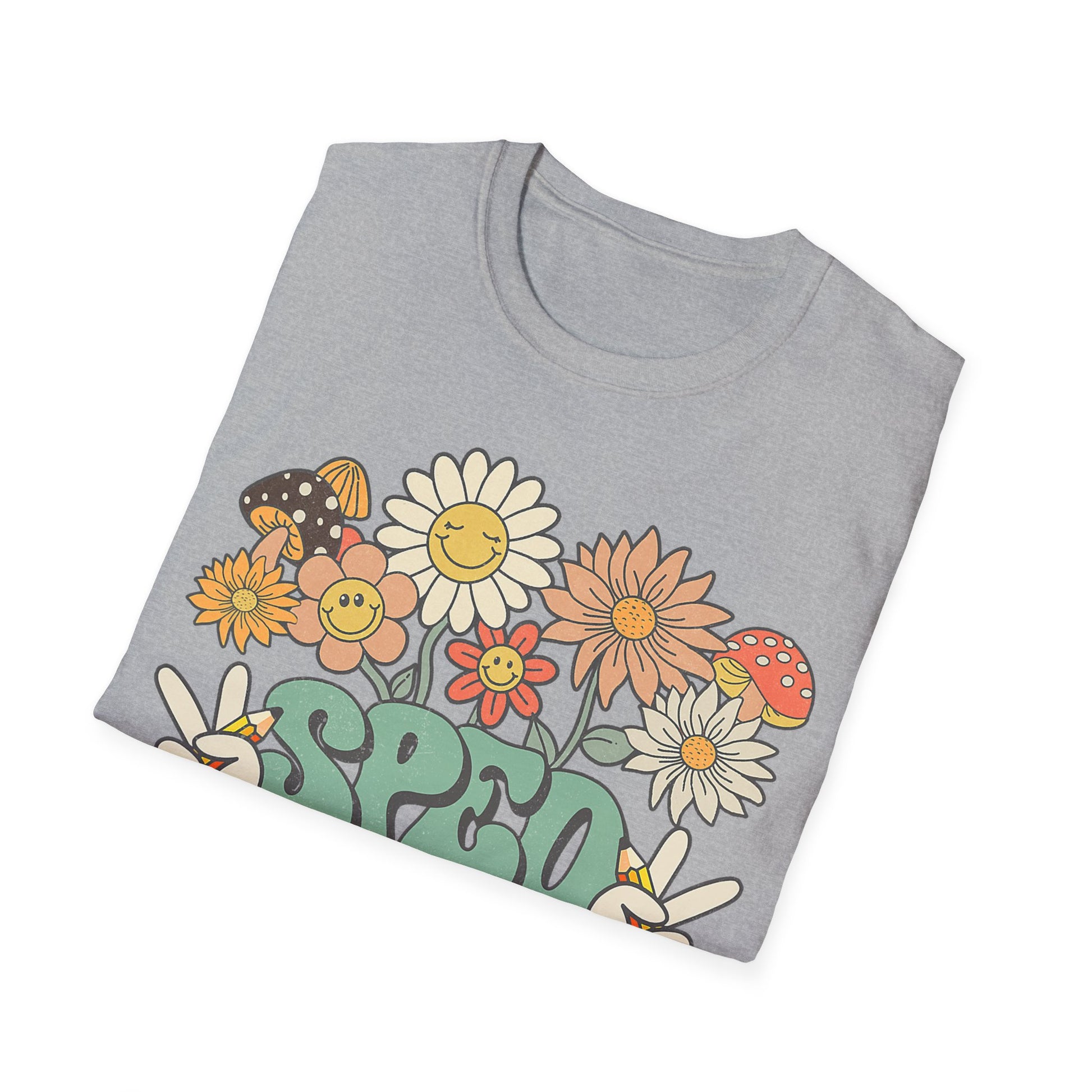 Retro Floral Vibes T-Shirt - Unisex Softstyle Tee, Boho Fashion, Summer Essential, Gift for Friends, Nature Lover's Apparel