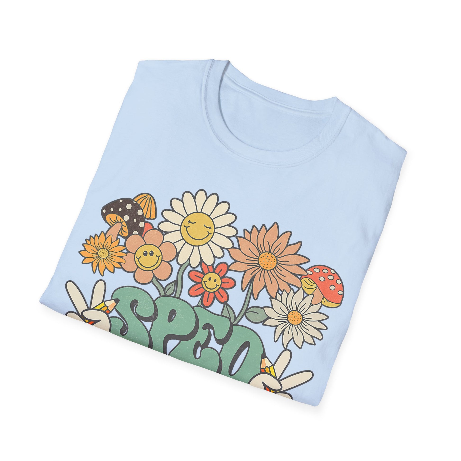 Retro Floral Vibes T-Shirt - Unisex Softstyle Tee, Boho Fashion, Summer Essential, Gift for Friends, Nature Lover's Apparel