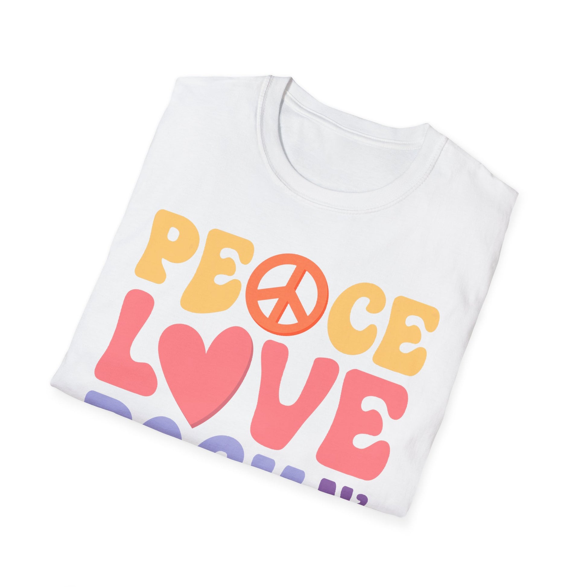 Retro Peace Love Rock n' Roll T-Shirt, Unisex Graphic Tee for Music Lovers, Perfect for Concerts, Festivals, and Casual Days