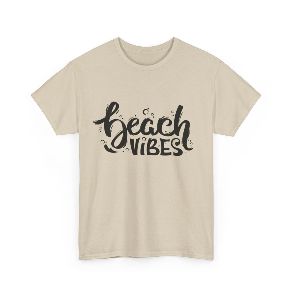 Beach Vibes Unisex Heavy Cotton Tee - Casual Summer Apparel, Beach Outfit, Gift for Ocean Lovers, Relaxed Fits, Vacation Wear