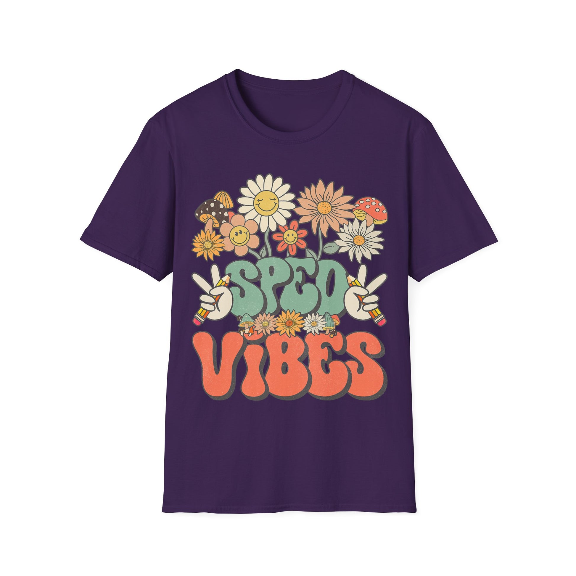 Retro Floral Vibes T-Shirt - Unisex Softstyle Tee, Boho Fashion, Summer Essential, Gift for Friends, Nature Lover's Apparel