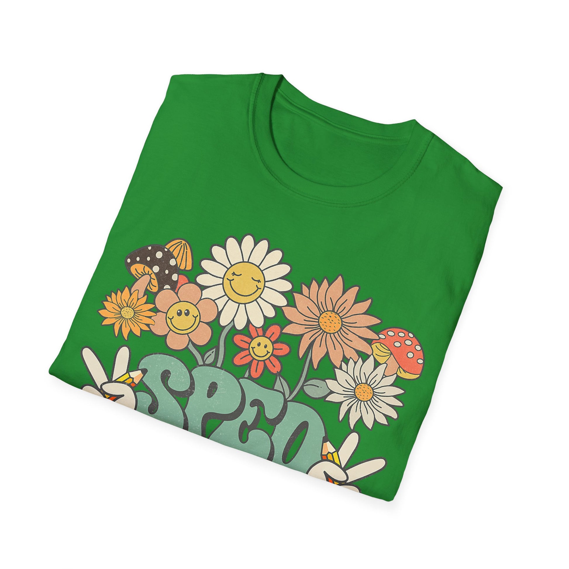 Retro Floral Vibes T-Shirt - Unisex Softstyle Tee, Boho Fashion, Summer Essential, Gift for Friends, Nature Lover's Apparel
