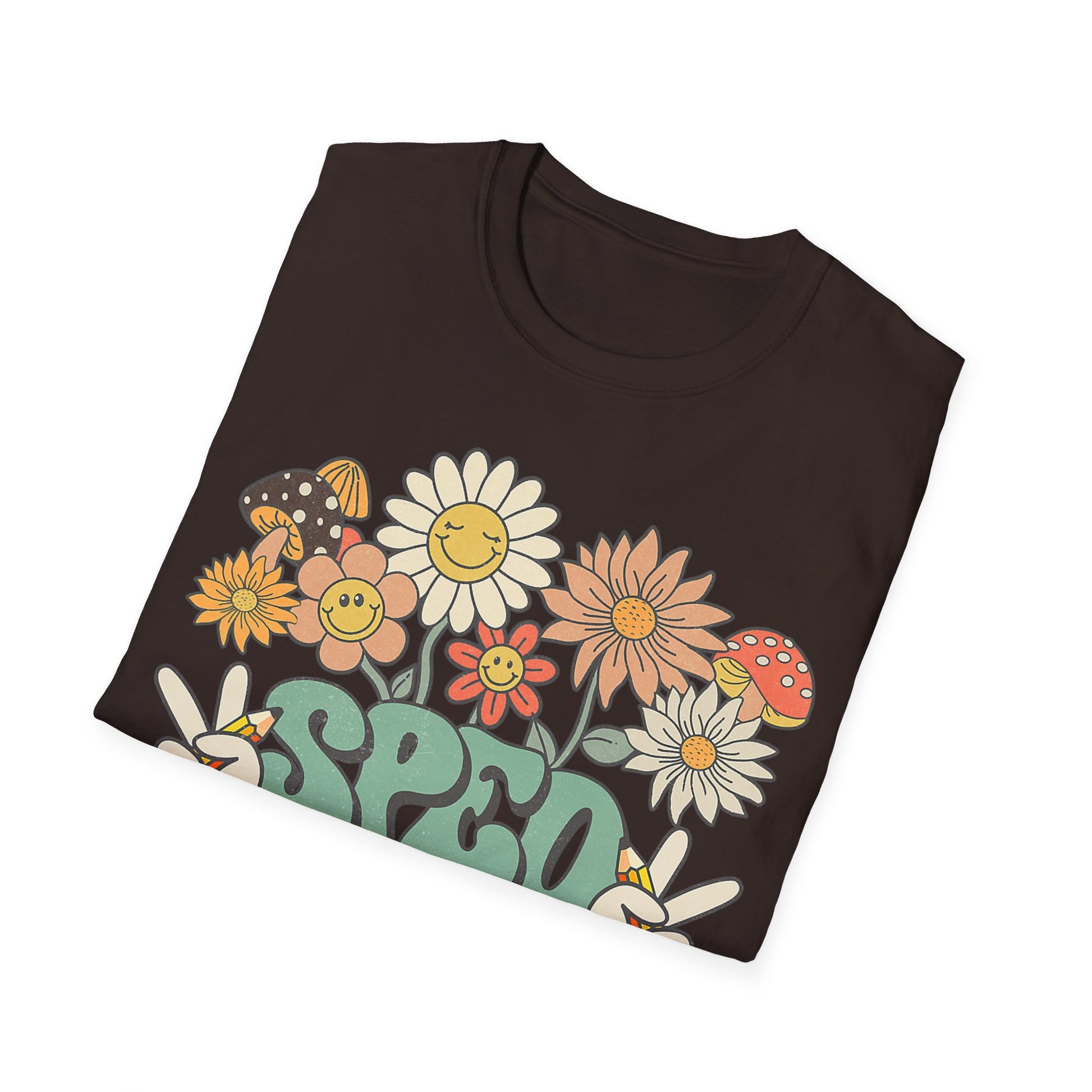 Retro Floral Vibes T-Shirt - Unisex Softstyle Tee, Boho Fashion, Summer Essential, Gift for Friends, Nature Lover's Apparel