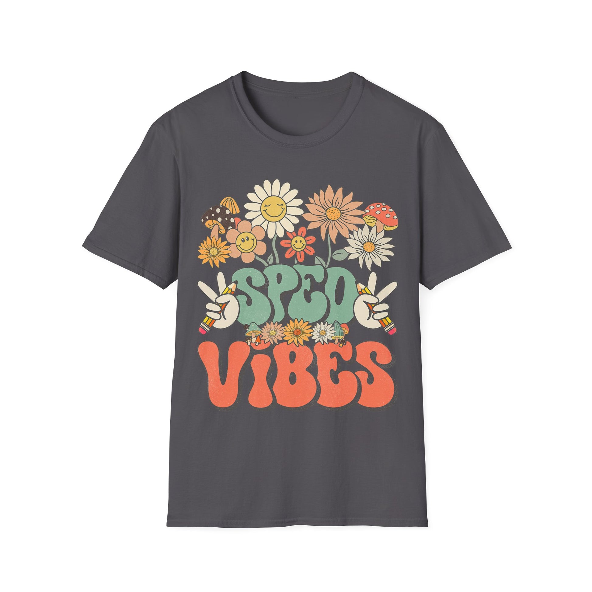Retro Floral Vibes T-Shirt - Unisex Softstyle Tee, Boho Fashion, Summer Essential, Gift for Friends, Nature Lover's Apparel