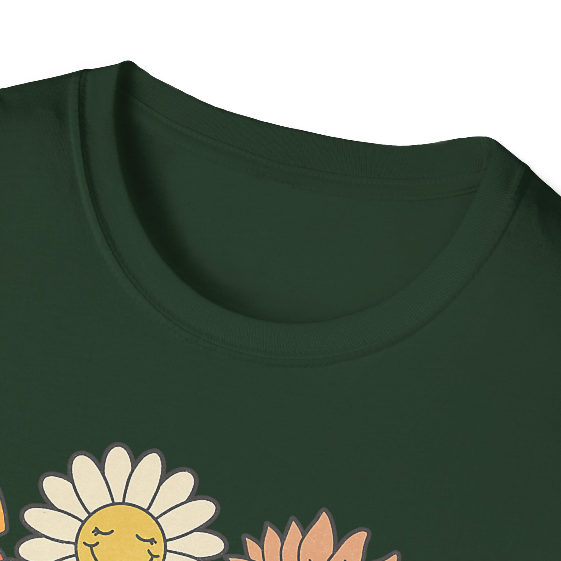 Retro Floral Vibes T-Shirt - Unisex Softstyle Tee, Boho Fashion, Summer Essential, Gift for Friends, Nature Lover's Apparel