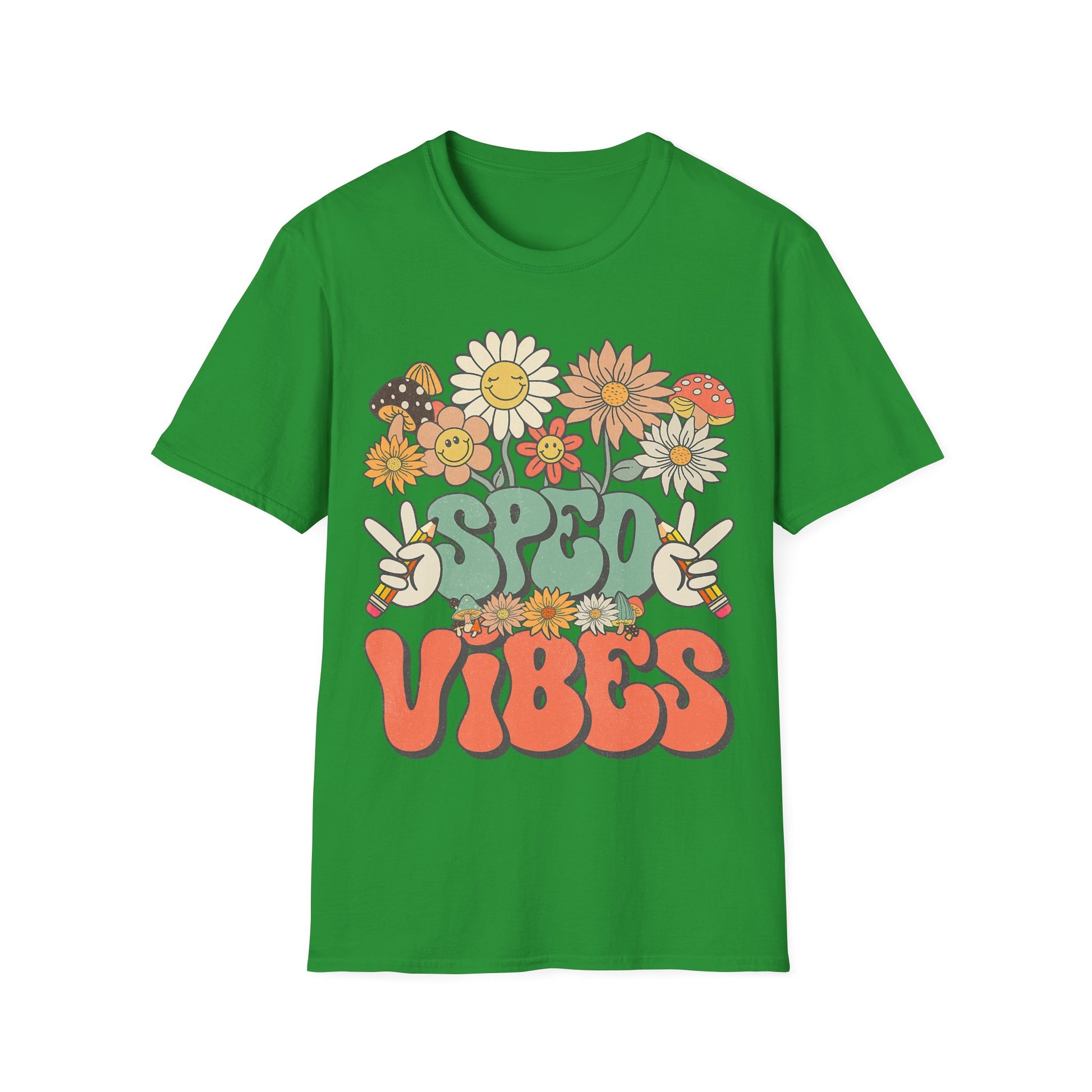 Retro Floral Vibes T-Shirt - Unisex Softstyle Tee, Boho Fashion, Summer Essential, Gift for Friends, Nature Lover's Apparel