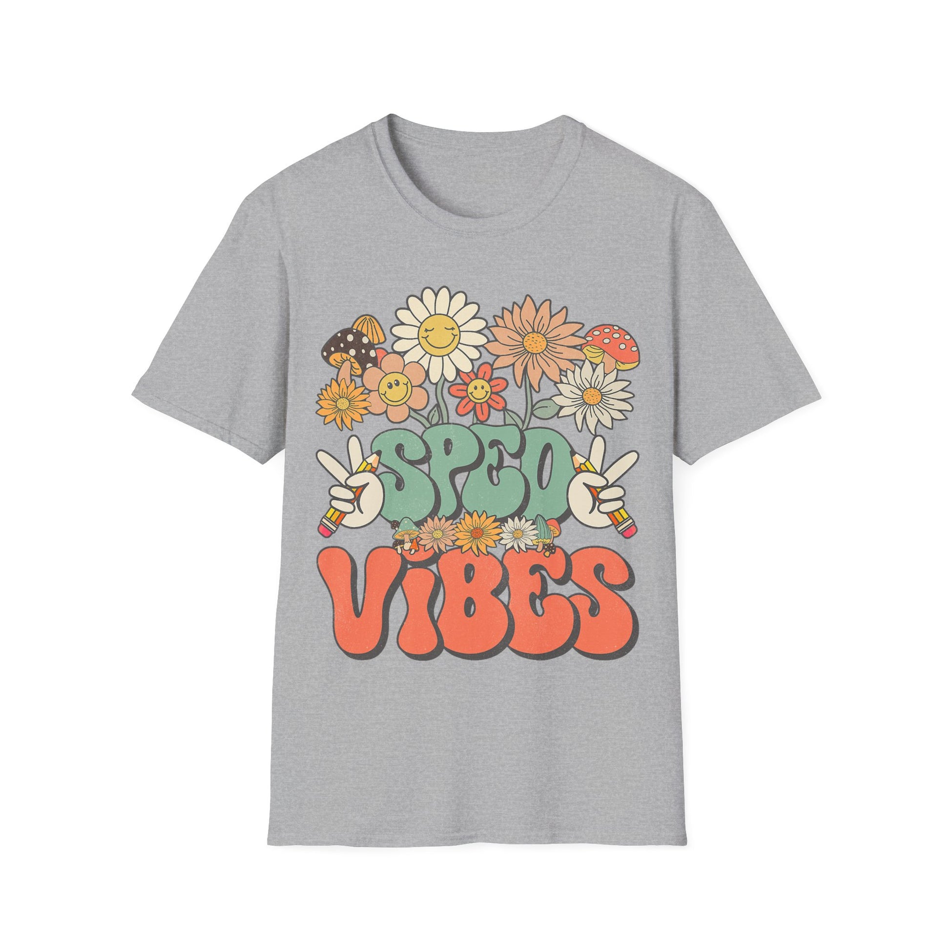Retro Floral Vibes T-Shirt - Unisex Softstyle Tee, Boho Fashion, Summer Essential, Gift for Friends, Nature Lover's Apparel