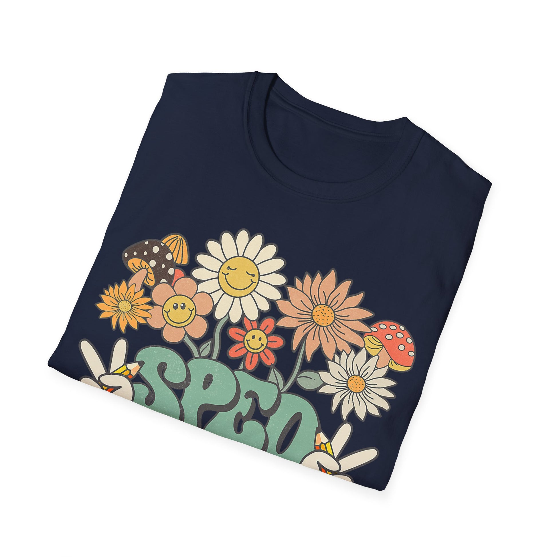 Retro Floral Vibes T-Shirt - Unisex Softstyle Tee, Boho Fashion, Summer Essential, Gift for Friends, Nature Lover's Apparel