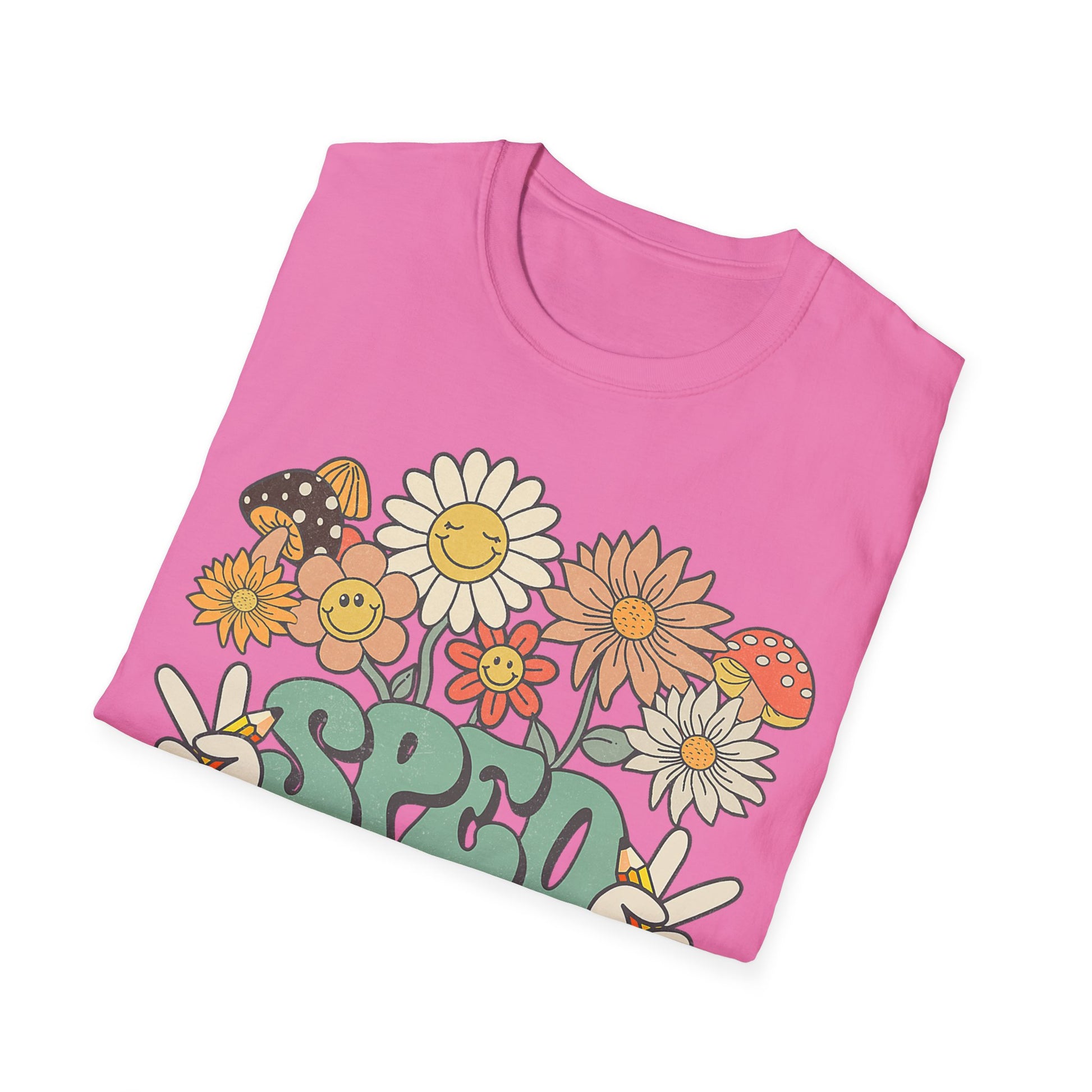 Retro Floral Vibes T-Shirt - Unisex Softstyle Tee, Boho Fashion, Summer Essential, Gift for Friends, Nature Lover's Apparel