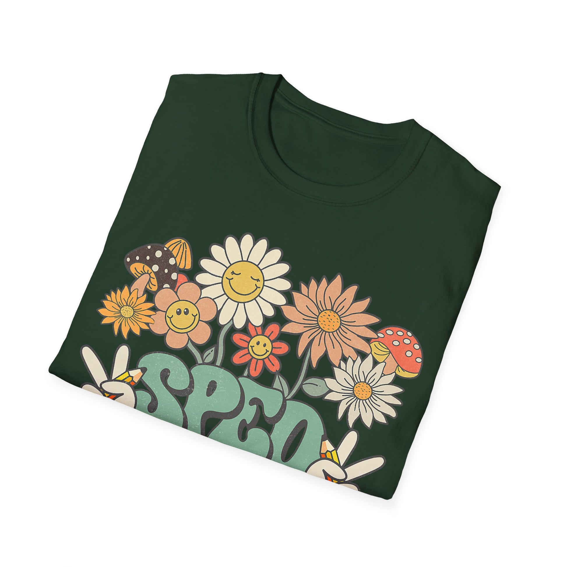 Retro Floral Vibes T-Shirt - Unisex Softstyle Tee, Boho Fashion, Summer Essential, Gift for Friends, Nature Lover's Apparel