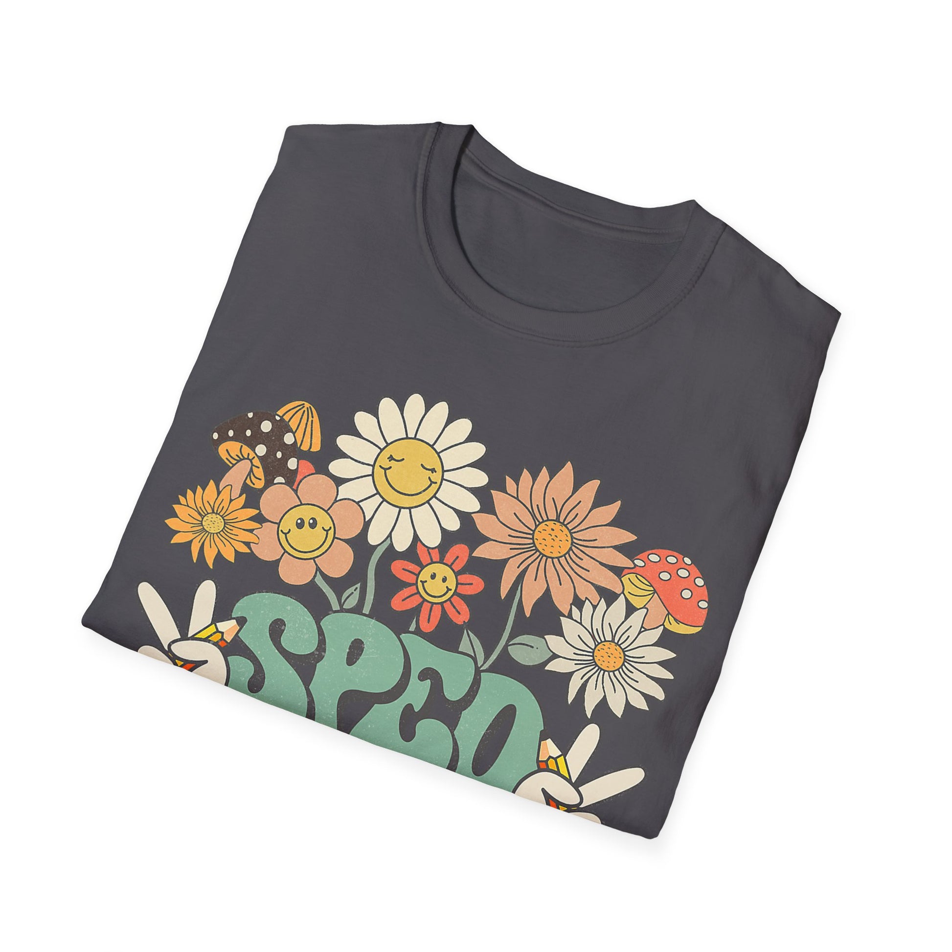 Retro Floral Vibes T-Shirt - Unisex Softstyle Tee, Boho Fashion, Summer Essential, Gift for Friends, Nature Lover's Apparel