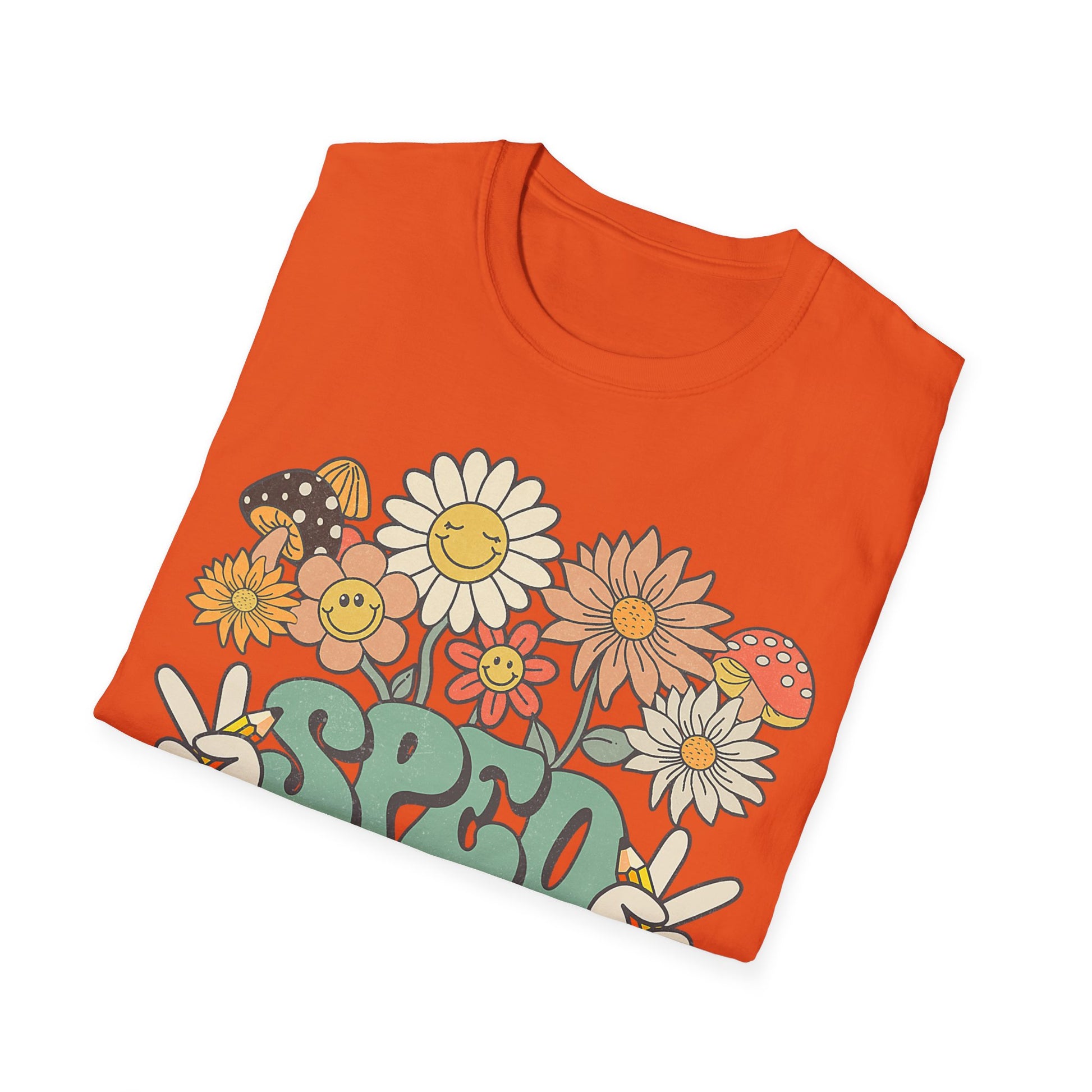 Retro Floral Vibes T-Shirt - Unisex Softstyle Tee, Boho Fashion, Summer Essential, Gift for Friends, Nature Lover's Apparel