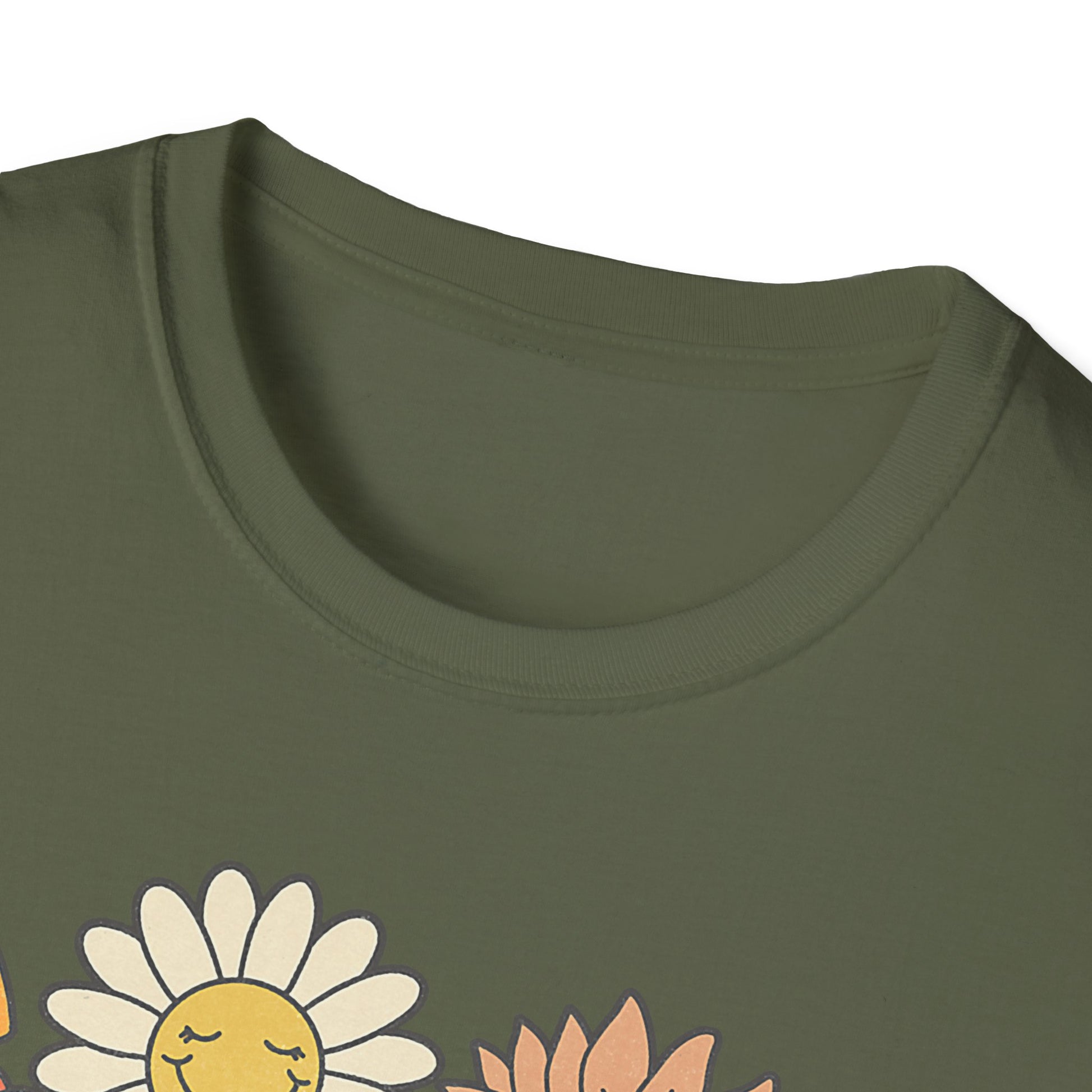 Retro Floral Vibes T-Shirt - Unisex Softstyle Tee, Boho Fashion, Summer Essential, Gift for Friends, Nature Lover's Apparel