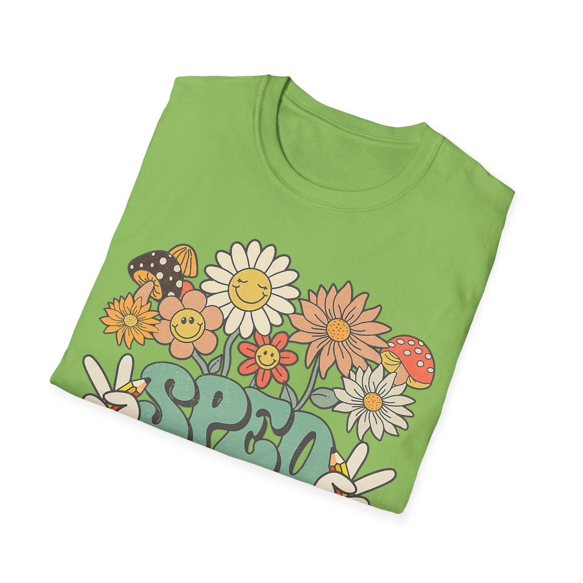 Retro Floral Vibes T-Shirt - Unisex Softstyle Tee, Boho Fashion, Summer Essential, Gift for Friends, Nature Lover's Apparel